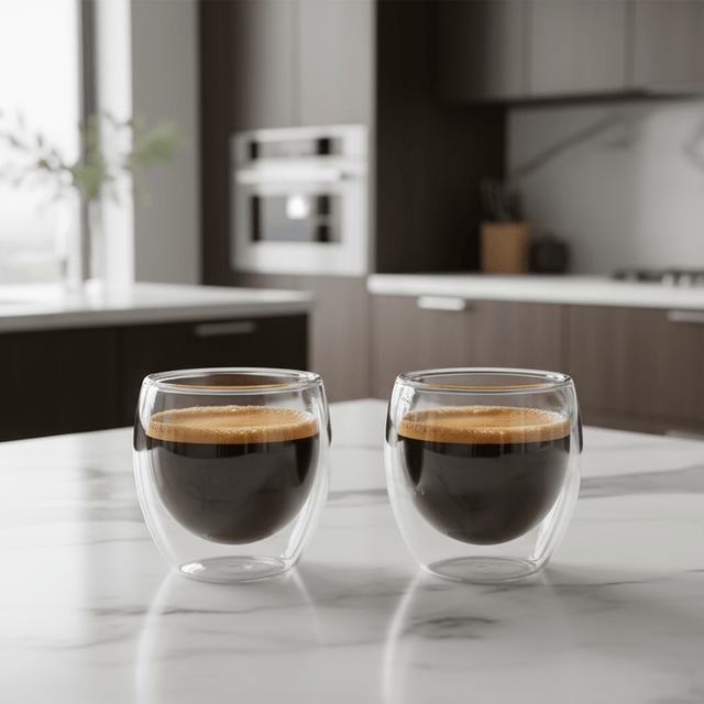 Kaelis Double Wall Glass Mug Set 250 - 450ml Kitchen - Palatium Lux