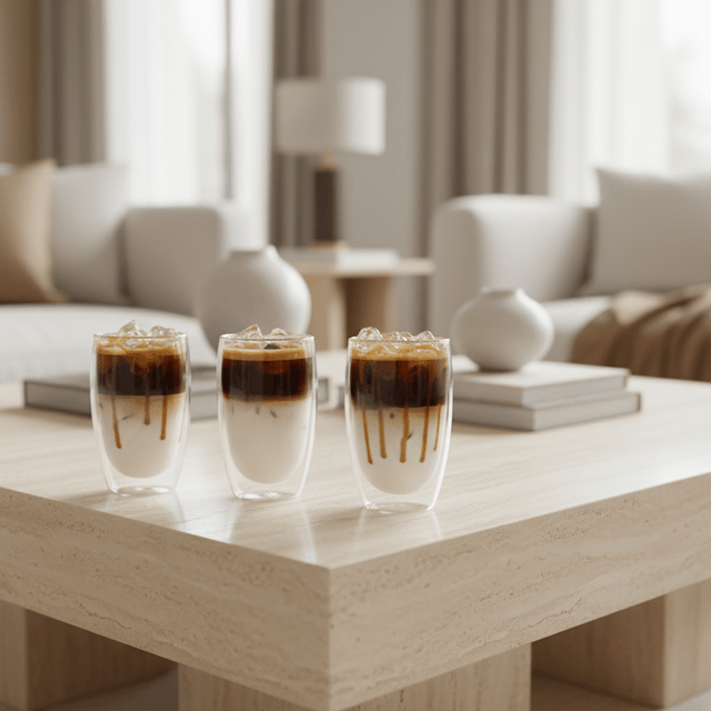 Kaelis Double Wall Glass Mug Set 250 - 450ml Kitchen - Palatium Lux