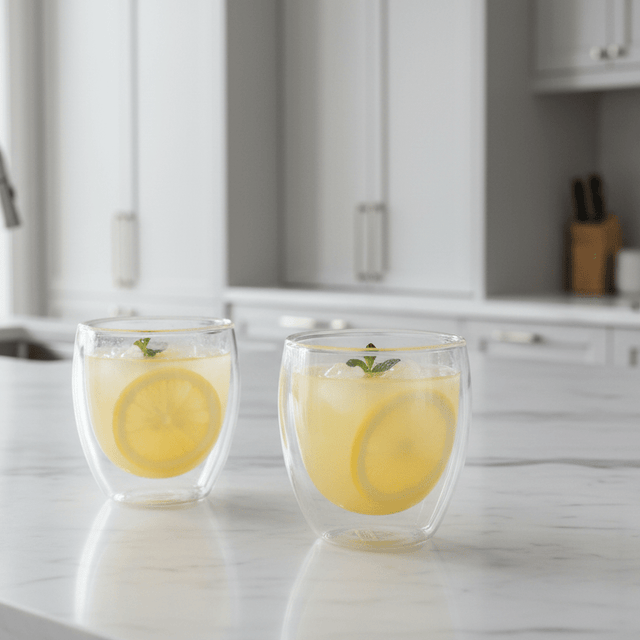 Kaelis Double Wall Glass Mug Set 250 - 450ml Kitchen - Palatium Lux