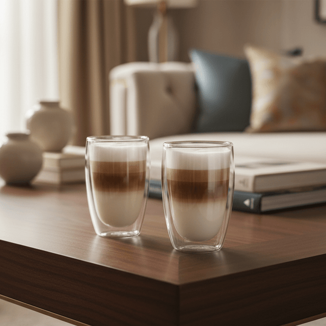Kaelis Double Wall Glass Mug Set 250 - 450ml Kitchen - Palatium Lux