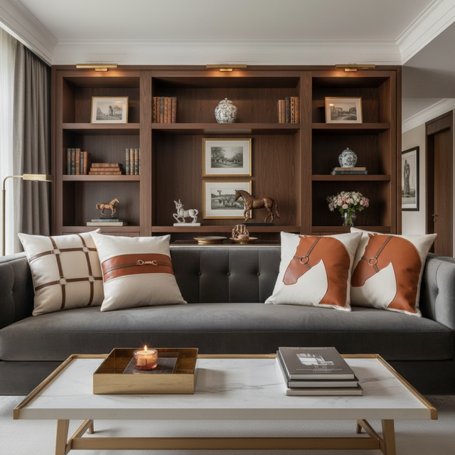 Funda de almohada de caballo con hebilla de cuero 45 cm x 45 cm