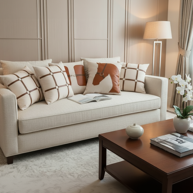 Funda de almohada de caballo con hebilla de cuero 45 cm x 45 cm