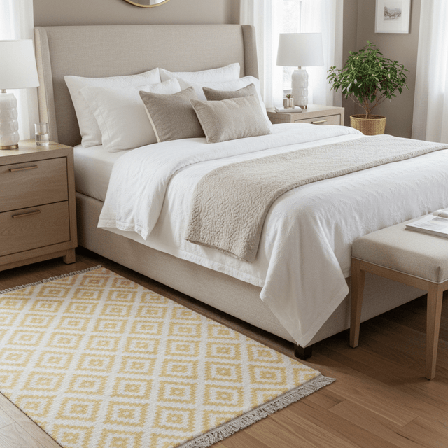 Lumen Honey Handwoven Wool Rug - 4.3 x 5 Rugs - Palatium Lux