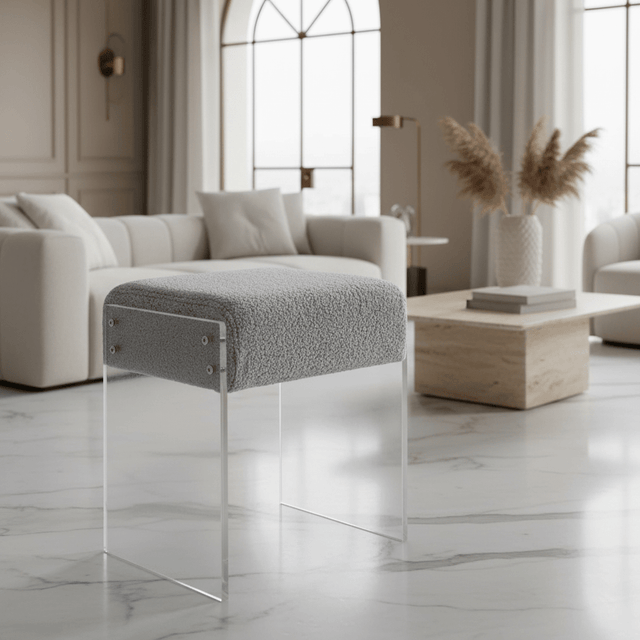 Lumera Accent Stool - Gray - Palatium Lux
