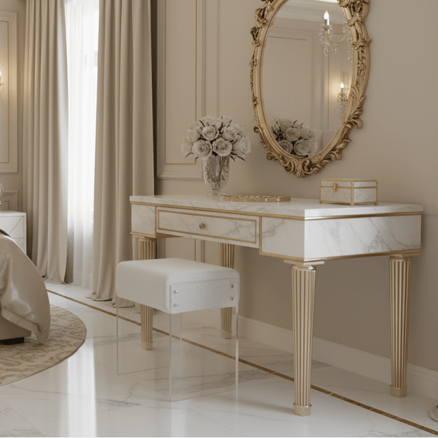 Lumera Accent Stool - White - Palatium Lux