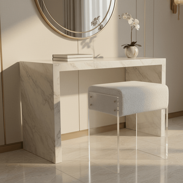 Lumera Accent Stool - White - Palatium Lux