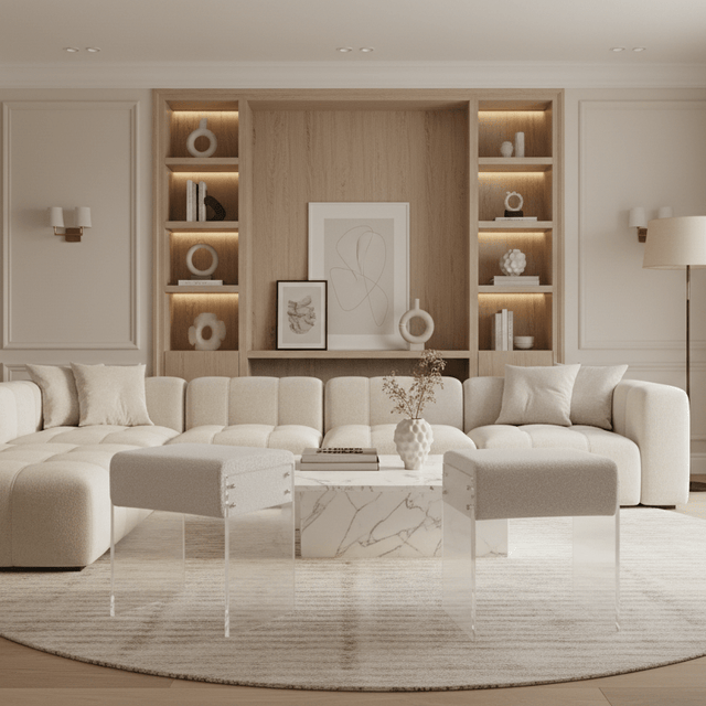 Lumera Accent Stool - White - Palatium Lux