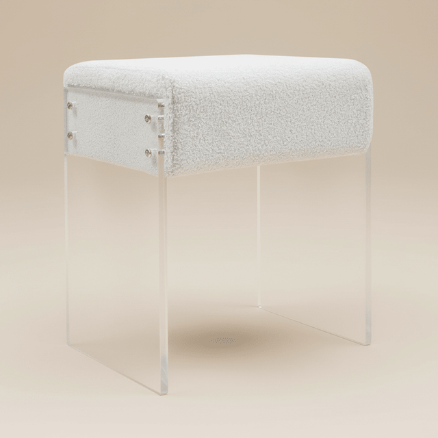 Lumera Accent Stool - White - Palatium Lux