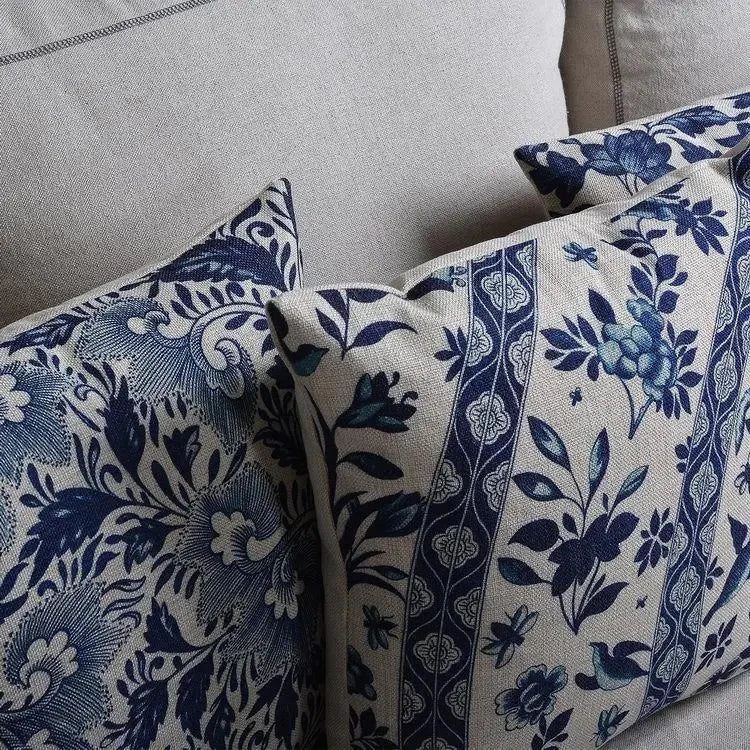 Mykonos Florals Blue Pillow Covers pillow covers - Palatium Lux
