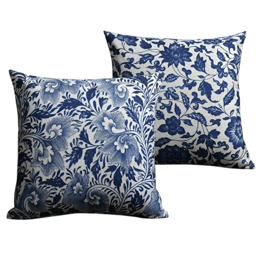 Mykonos Florals Blue Pillow Covers pillow covers - Palatium Lux