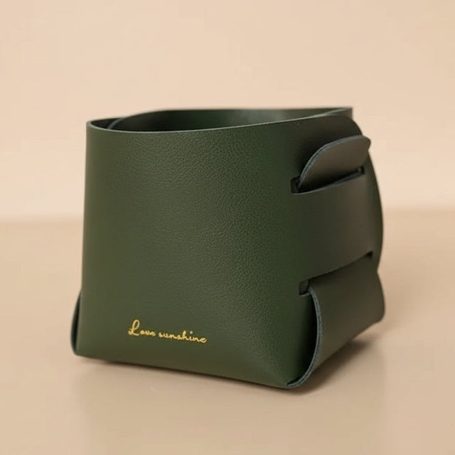 Nordic Leather Multipurpose Storage Box Dark green storage organizer - Palatium Lux