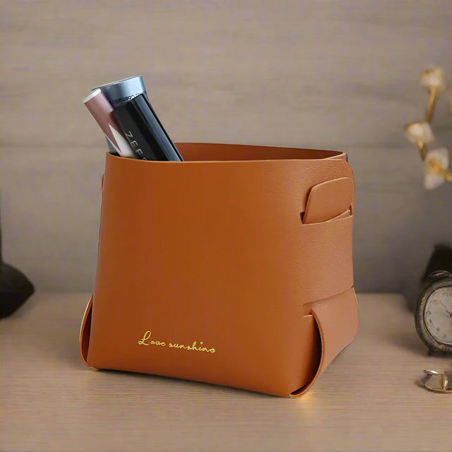 Nordic Leather Multipurpose Storage Box Orange storage organizer - Palatium Lux