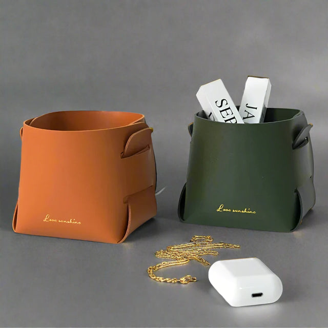 Nordic Leather Multipurpose Storage Box Orange storage organizer - Palatium Lux