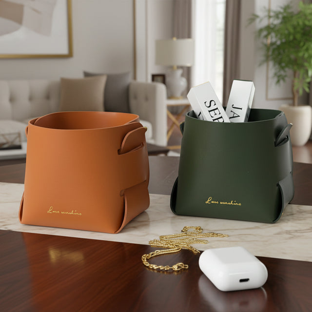 Nordic Leather Multipurpose Storage Box Orange storage organizer - Palatium Lux