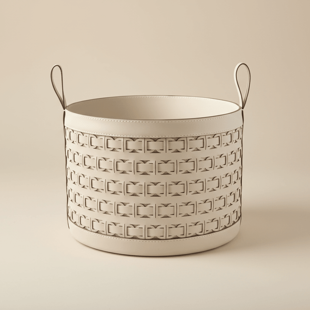 Olena Leather Storage Basket - Palatium Lux