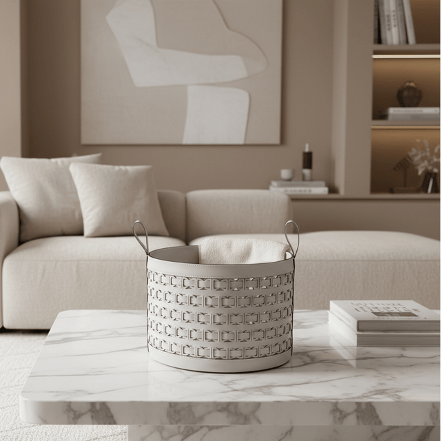 Olena Leather Storage Basket - Palatium Lux