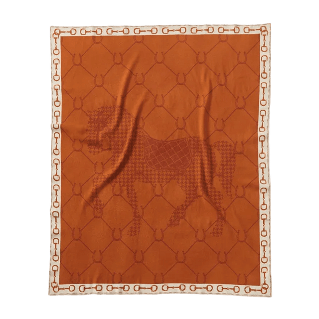 Orange Manor Horse Throw Blanket blanket - Palatium Lux