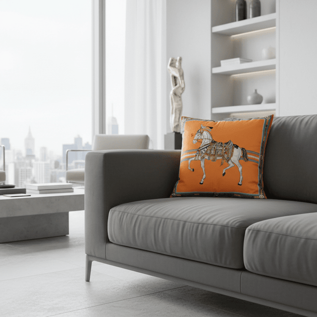 Orange Orillia Velvet Pillow Cover pillow covers - Palatium Lux