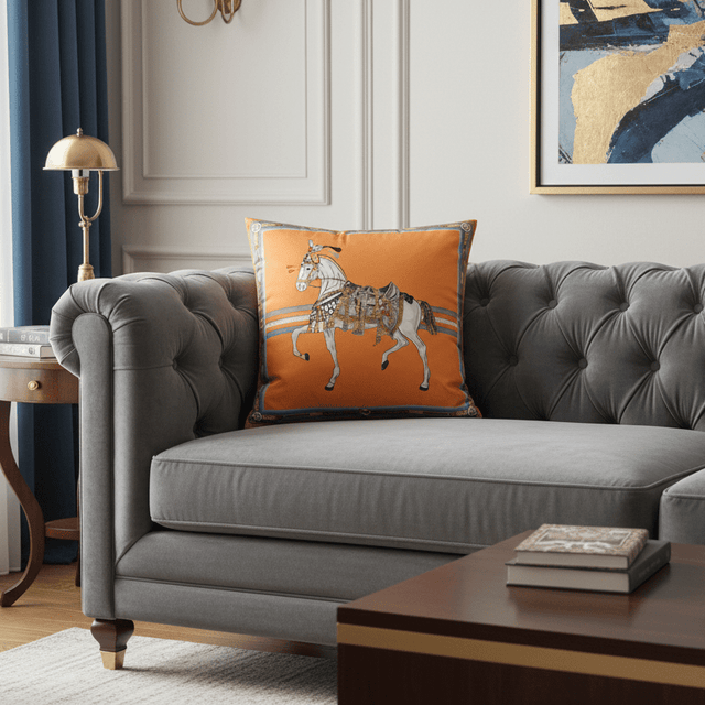 Orange Orillia Velvet Pillow Cover pillow covers - Palatium Lux