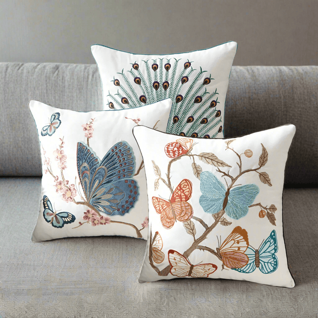 Papillon Embroidered Pillow Cover pillow covers - Palatium Lux
