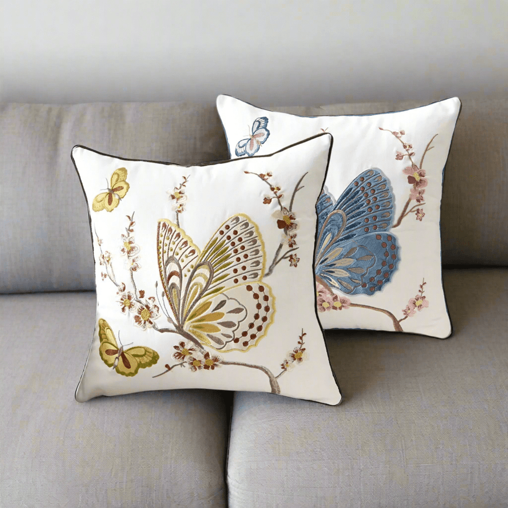 Papillon Embroidered Pillow Cover pillow covers - Palatium Lux