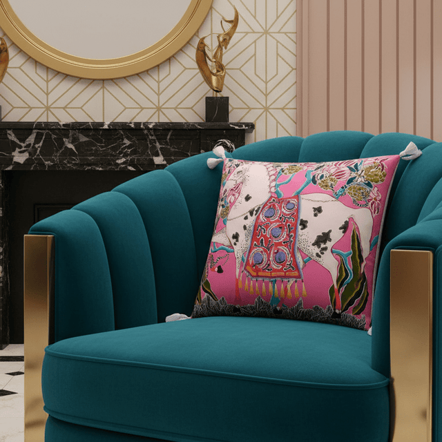 Pink Horse Parade Pillow Cover pillow covers - Palatium Lux