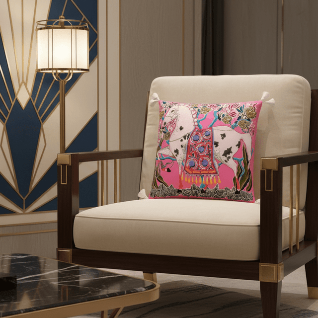 Pink Horse Parade Pillow Cover pillow covers - Palatium Lux
