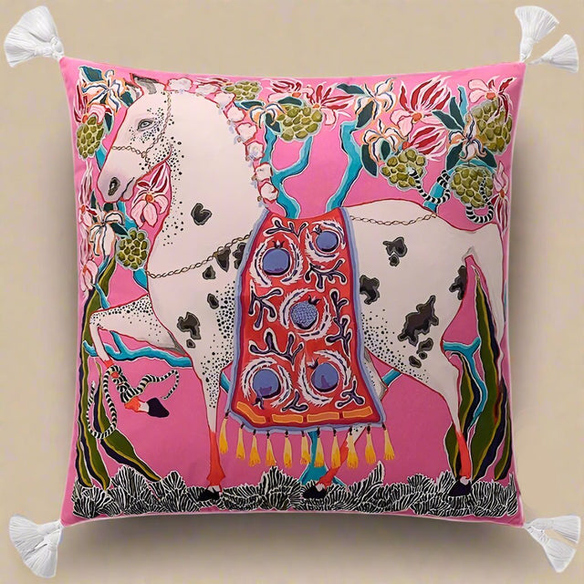 Pink Horse Parade Pillow Cover pillow covers - Palatium Lux