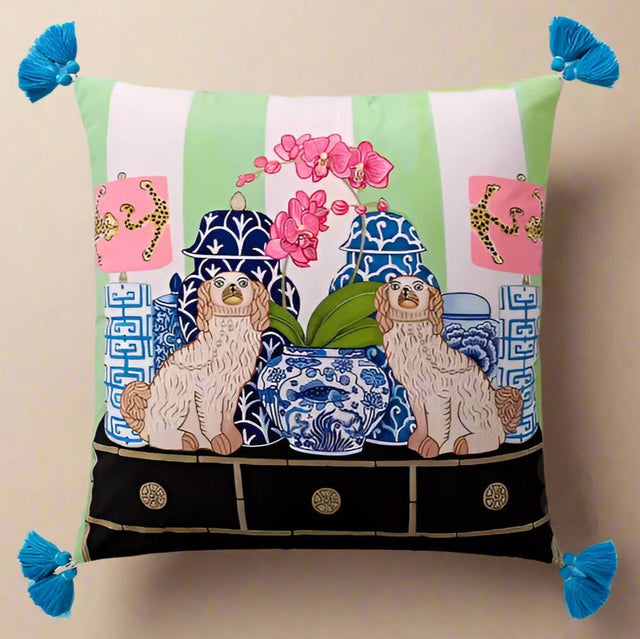 Porcelain & Pups Pillow Cover pillow covers - Palatium Lux
