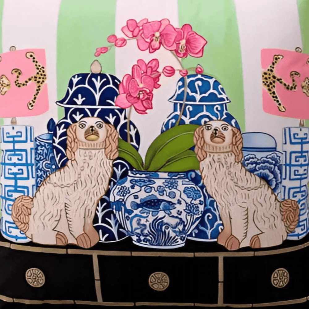 Porcelain & Pups Pillow Cover pillow covers - Palatium Lux