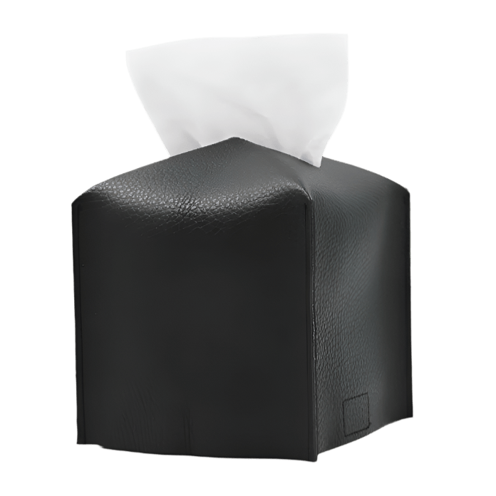 Pristine Leather Tissue Box Holder - Black Small