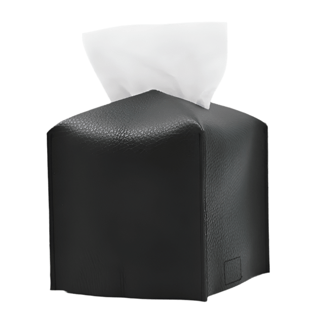 Pristine Leather Tissue Box Holder - Black Small