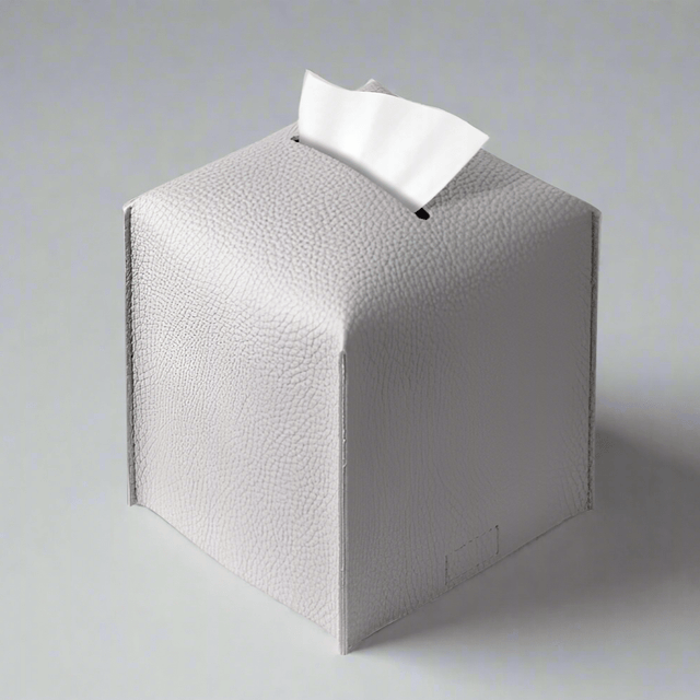 Pristine Leather Tissue Box Holder - Grey Small