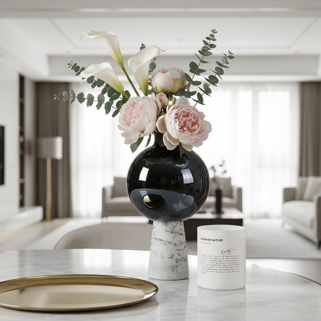 Rosalia Marble Glass Vase Vase - Palatium Lux