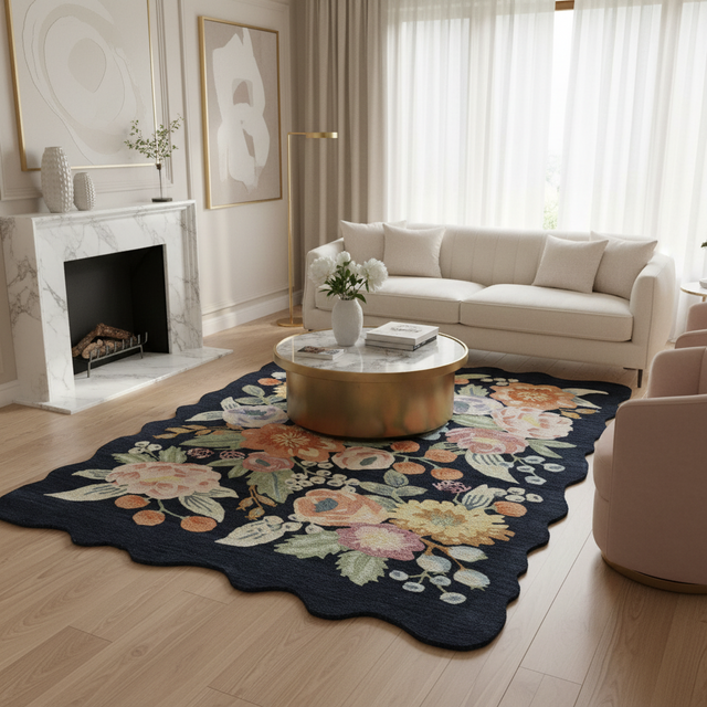 Flora Contour Hand Tufted Wool Rug - 5 x 8