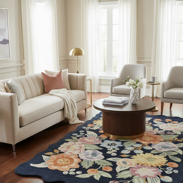 Flora Contour Hand Tufted Wool Rug - 5 x 8