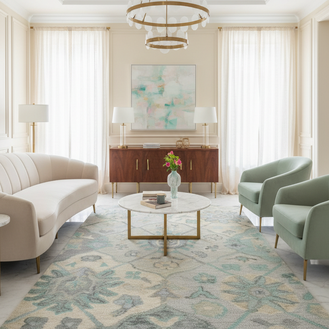 Azul Claro Hand Tufted Wool Rug - 5 x 8