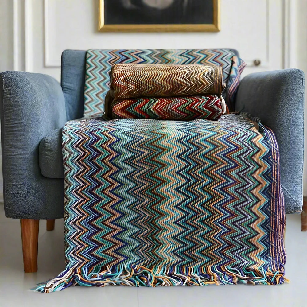 Chevron Cascade Blanket Forest / 127x180cm blanket - Palatium Lux
