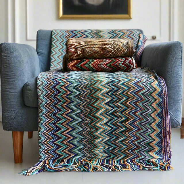 Chevron Cascade Blanket Forest / 127x180cm blanket - Palatium Lux