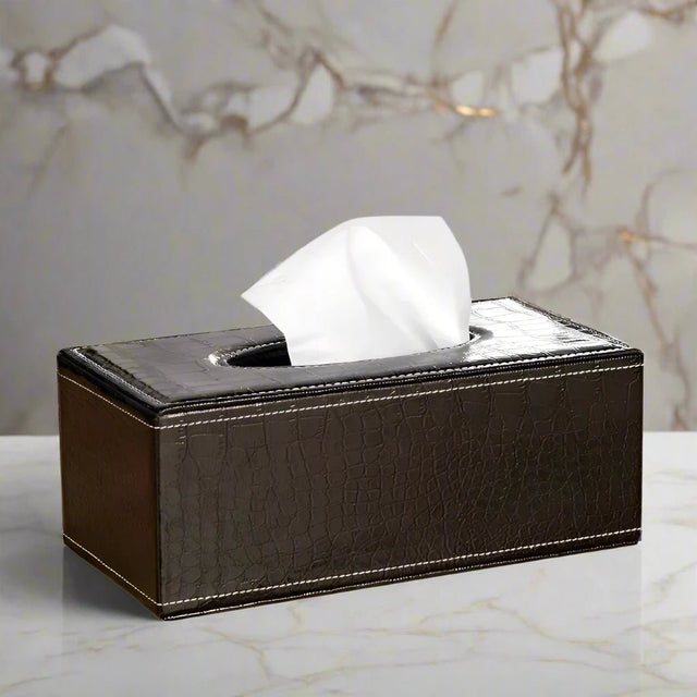 The Refined Leather Tissue Holder leather - Palatium Lux