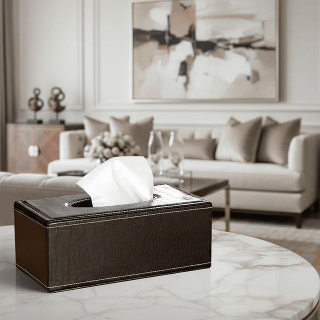 The Refined Leather Tissue Holder leather - Palatium Lux