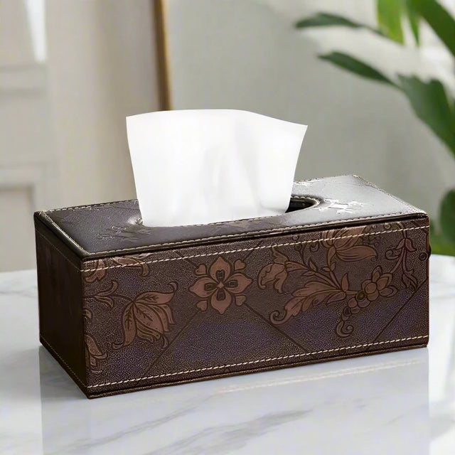 The Refined Leather Tissue Holder leather - Palatium Lux