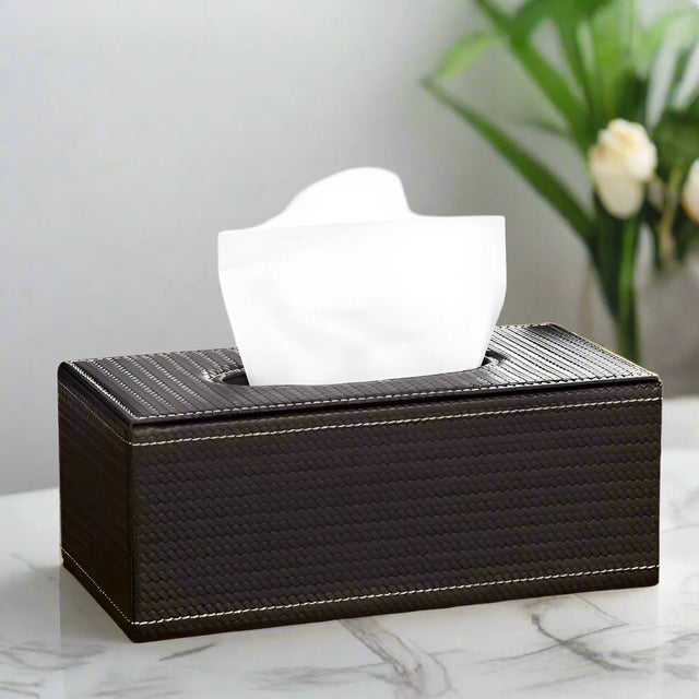 The Refined Leather Tissue Holder leather - Palatium Lux