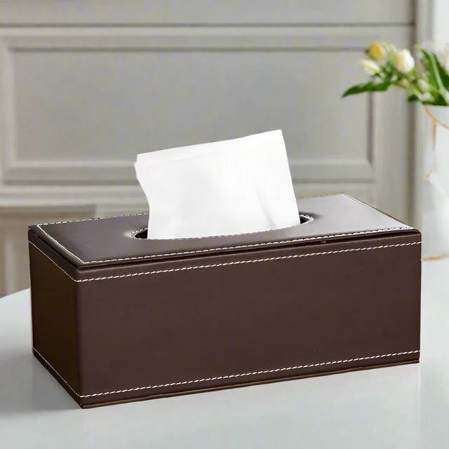 The Refined Leather Tissue Holder leather - Palatium Lux