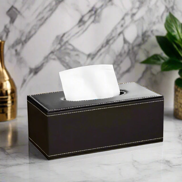 The Refined Leather Tissue Holder leather - Palatium Lux