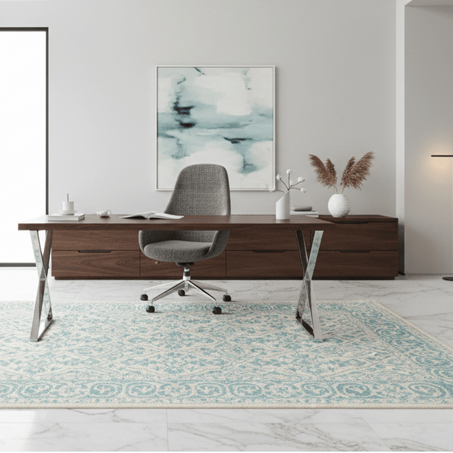 Yasmin Blue Hand Tufted Wool Rug - 5 x 8 Rugs - Palatium Lux