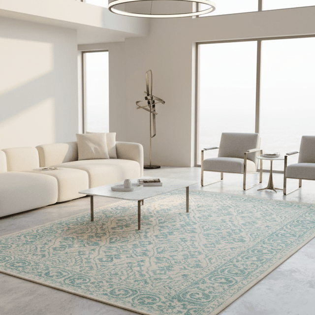 Yasmin Blue Hand Tufted Wool Rug - 5 x 8 Rugs - Palatium Lux