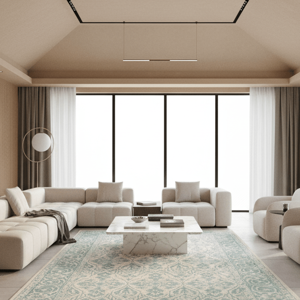 Yasmin Blue Hand Tufted Wool Rug - 5 x 8 Rugs - Palatium Lux