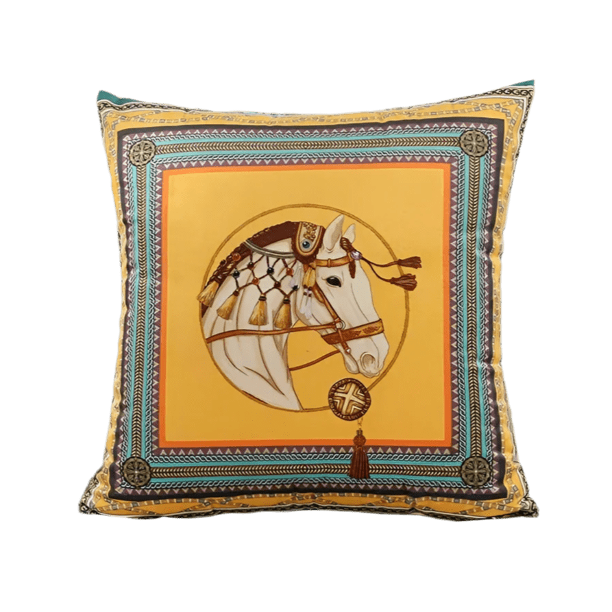 Yellow Horse Velvet Pillow Cover pillow covers - Palatium Lux