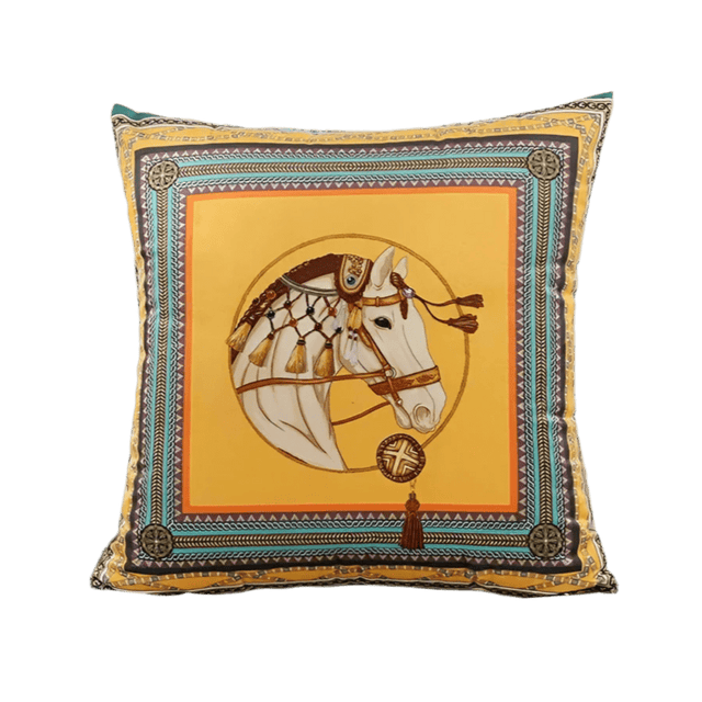 Yellow Horse Velvet Pillow Cover pillow covers - Palatium Lux